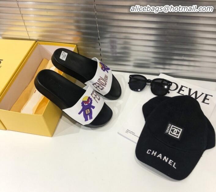 Good Taste Fendi Bag Bugs Flat Slide Sandals Black/Purple G82153