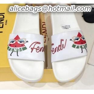 Good Quality Fendi Watermelon Lady Flat Slide Sandals White G82155