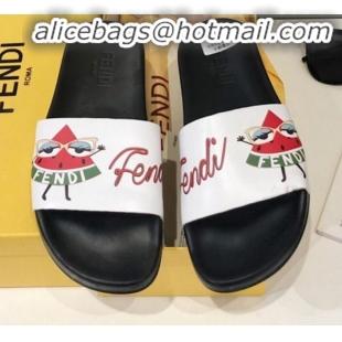 Buy Luxury Fendi Watermelon Lady Flat Slide Sandals Black G82156