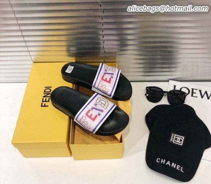 Unique Style Fendi Bead-Logo Flat Slide Sandals Black G82161