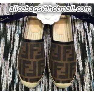 Classic Hot Fendi FF Canvas Flat Espadrilles Coffee G82742