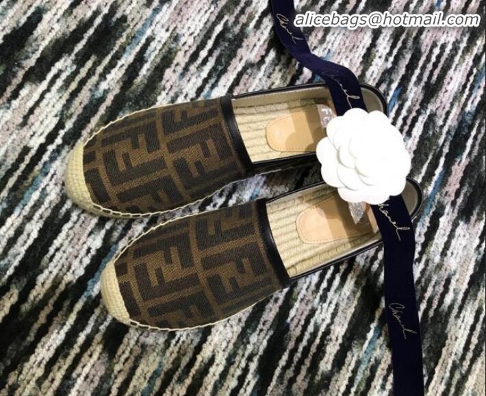 Classic Hot Fendi FF Canvas Flat Espadrilles Coffee G82742