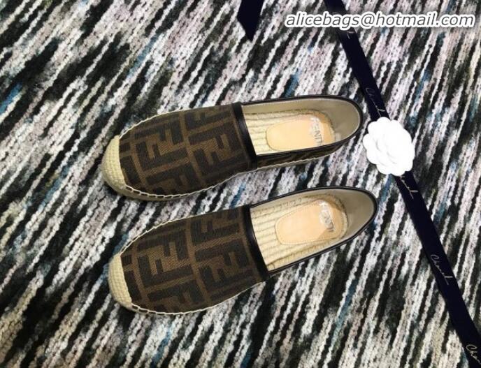 Classic Hot Fendi FF Canvas Flat Espadrilles Coffee G82742