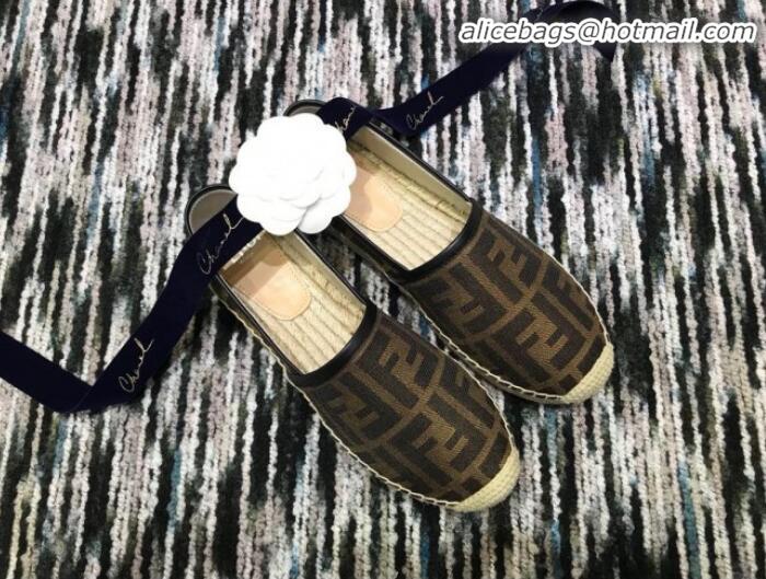 Classic Hot Fendi FF Canvas Flat Espadrilles Coffee G82742