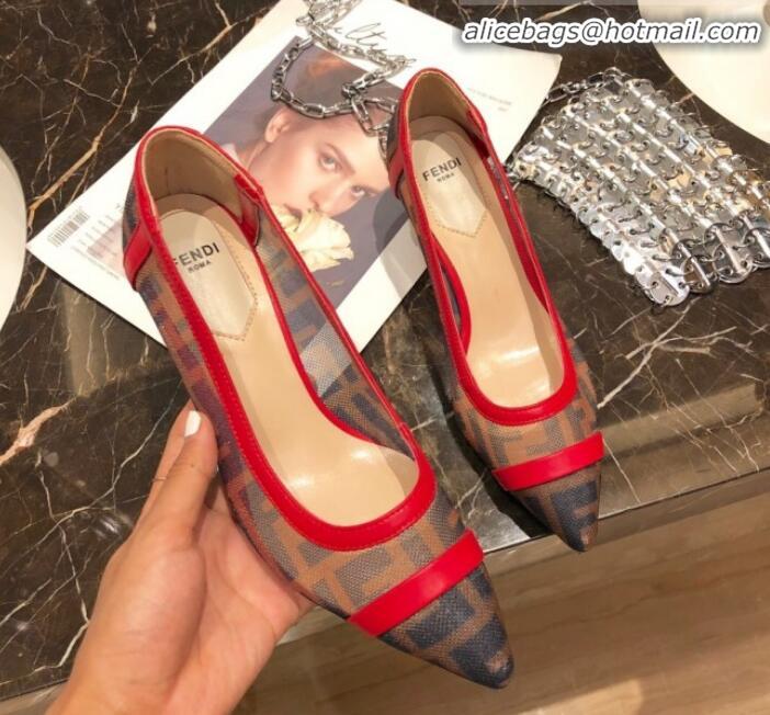 Good Product Fendi FF Mesh Heel 5cm Pump G90253 Red