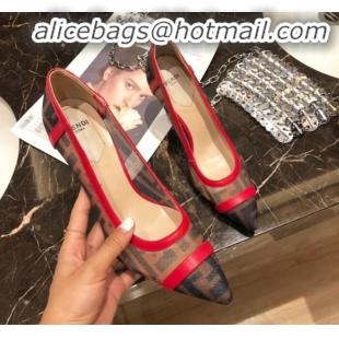 Top Quality Fendi FF Mesh Heel 9cm Pump G90256 Red