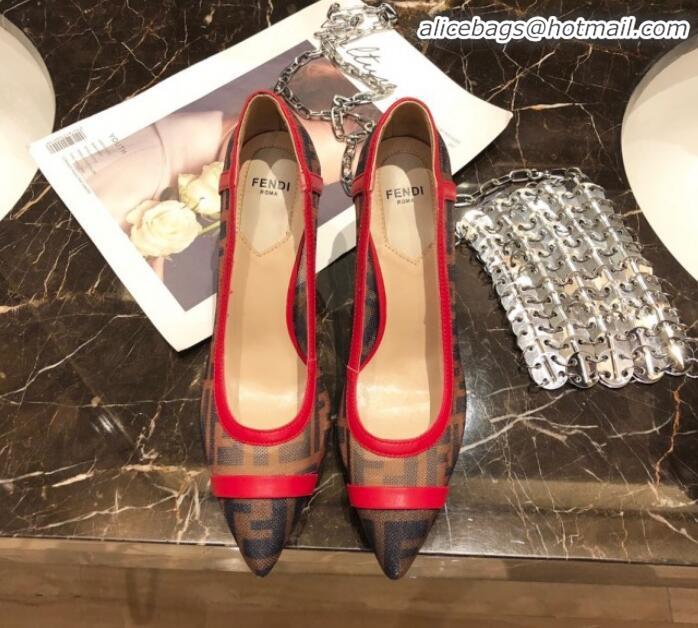 Top Quality Fendi FF Mesh Heel 9cm Pump G90256 Red