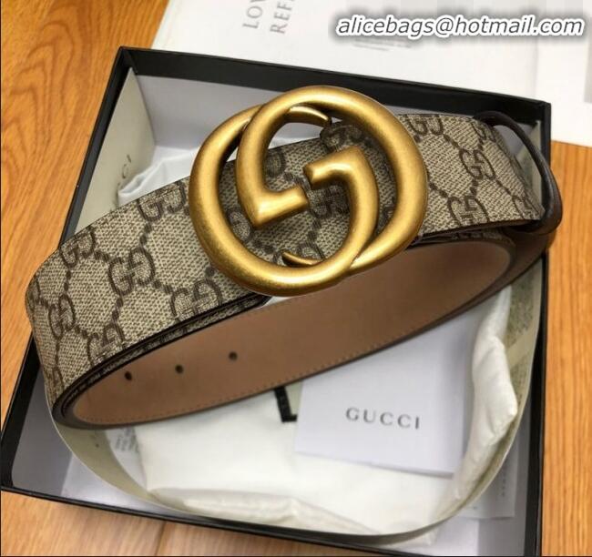 New Design Gucci GG Canvas Belt Width 38mm with Interlocking G Buckle 12049 Beige