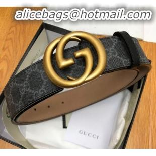 Best Price Gucci GG Canvas Belt Width 38mm with Interlocking G Buckle 112050 Black