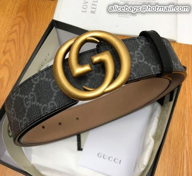 Best Price Gucci GG Canvas Belt Width 38mm with Interlocking G Buckle 112050 Black