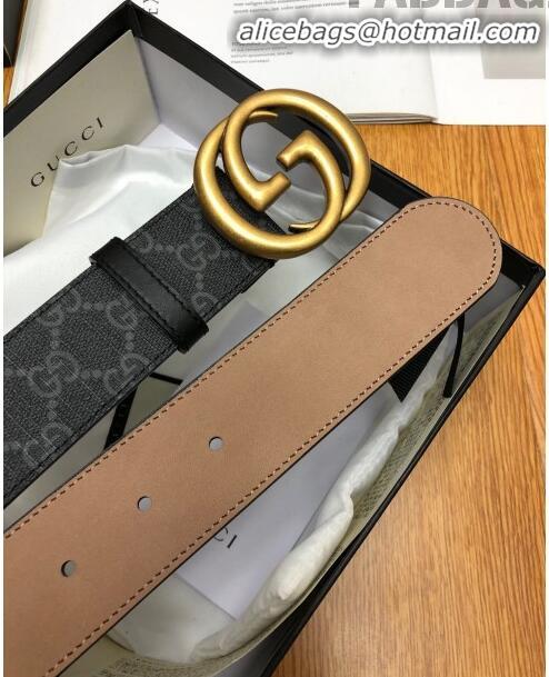 Best Price Gucci GG Canvas Belt Width 38mm with Interlocking G Buckle 112050 Black