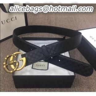 Wholesale Gucci GG Signature Leather Belt Width 40mm with Snake GG Buckle 12054 Black