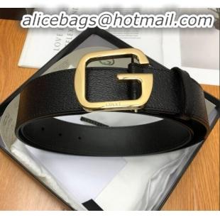 Top Quality Gucci Calfskin Belt Width 38mm with Single G Buckle 12219 Black/Gold