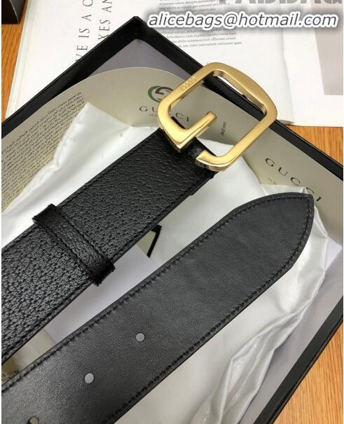 Top Quality Gucci Calfskin Belt Width 38mm with Single G Buckle 12219 Black/Gold