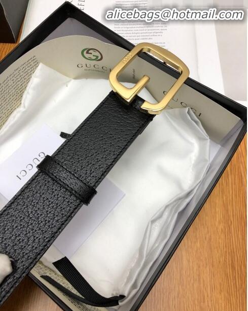 Top Quality Gucci Calfskin Belt Width 38mm with Single G Buckle 12219 Black/Gold