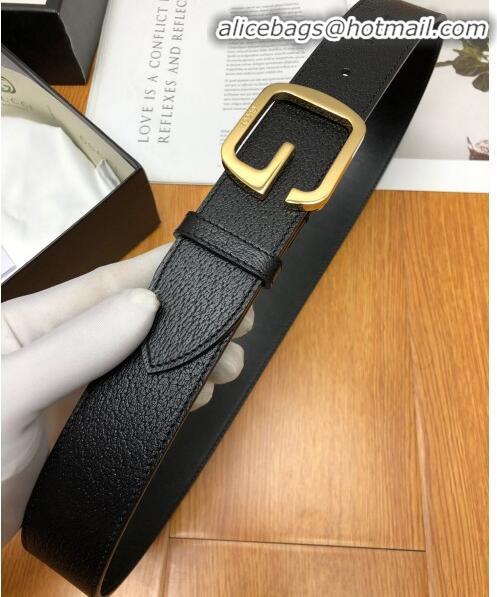 Top Quality Gucci Calfskin Belt Width 38mm with Single G Buckle 12219 Black/Gold