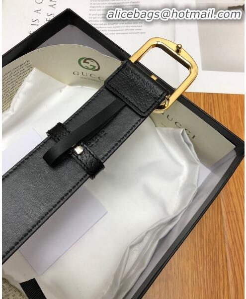 Top Quality Gucci Calfskin Belt Width 38mm with Single G Buckle 12219 Black/Gold