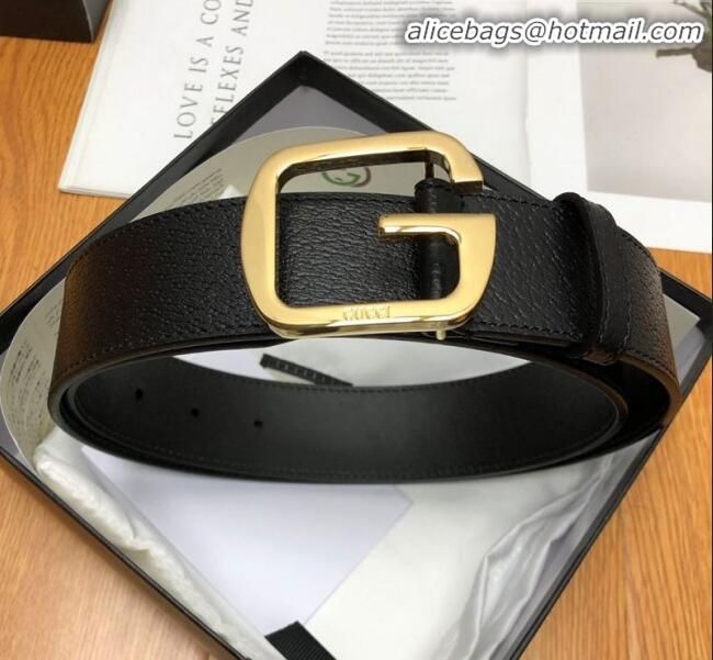 Top Quality Gucci Calfskin Belt Width 38mm with Single G Buckle 12219 Black/Gold