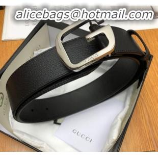 Inexpensive Gucci Calfskin Belt Width 38mm with Single G Buckle 12220 Black/Silver