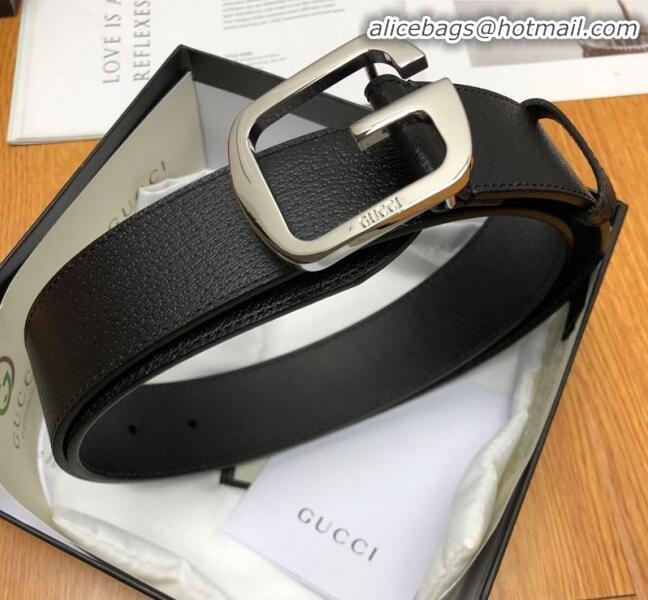 Inexpensive Gucci Calfskin Belt Width 38mm with Single G Buckle 12220 Black/Silver