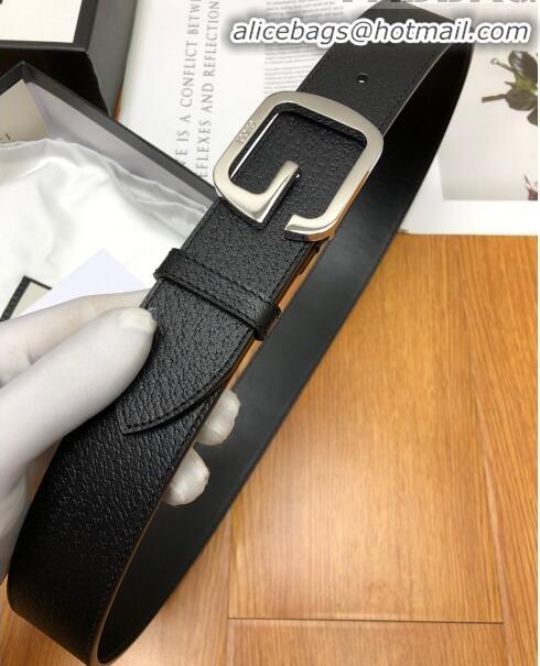 Inexpensive Gucci Calfskin Belt Width 38mm with Single G Buckle 12220 Black/Silver