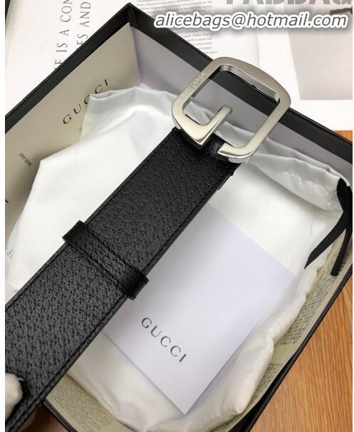 Inexpensive Gucci Calfskin Belt Width 38mm with Single G Buckle 12220 Black/Silver