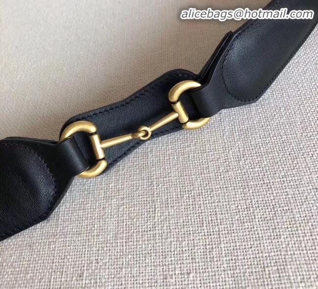 Imitation Gucci Leather Belt Width 40mm with Horsebit and Square Buckle 60636 Black