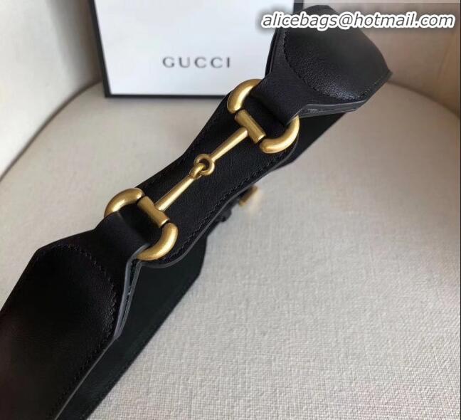 Imitation Gucci Leather Belt Width 40mm with Horsebit and Square Buckle 60636 Black