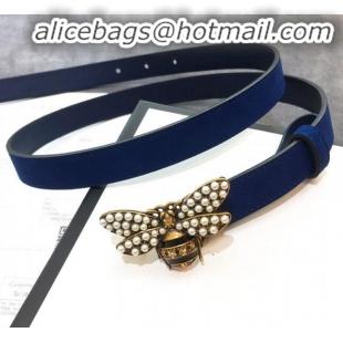 New Product Gucci Queen Margaret Leather Belt Width 20mm 20333 Blue