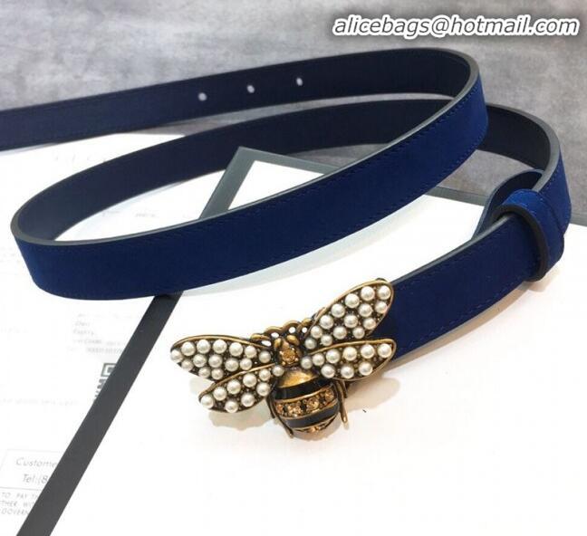 New Product Gucci Queen Margaret Leather Belt Width 20mm 20333 Blue