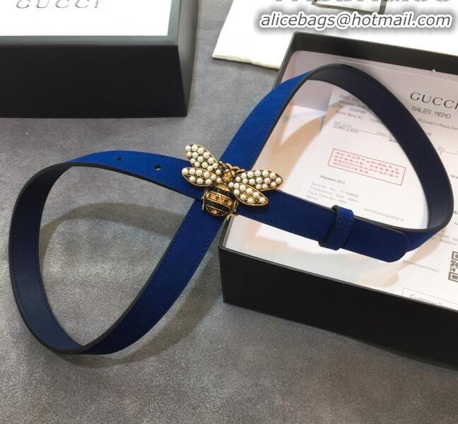 New Product Gucci Queen Margaret Leather Belt Width 20mm 20333 Blue