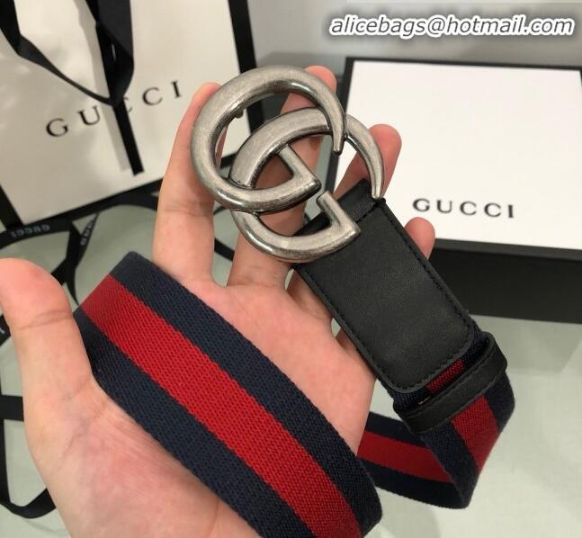 High Quality Gucci Web Fabric Belt Width 38mm with GG Buckle 20650 Red/Blue/Silver