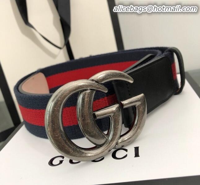 High Quality Gucci Web Fabric Belt Width 38mm with GG Buckle 20650 Red/Blue/Silver