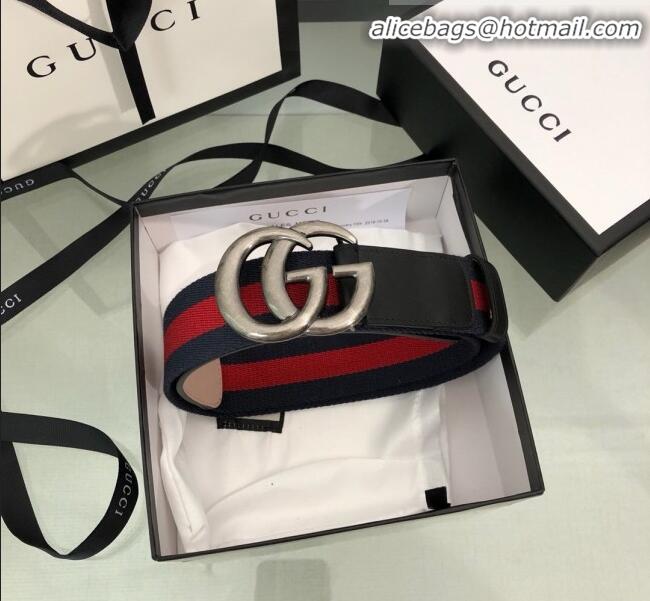 High Quality Gucci Web Fabric Belt Width 38mm with GG Buckle 20650 Red/Blue/Silver