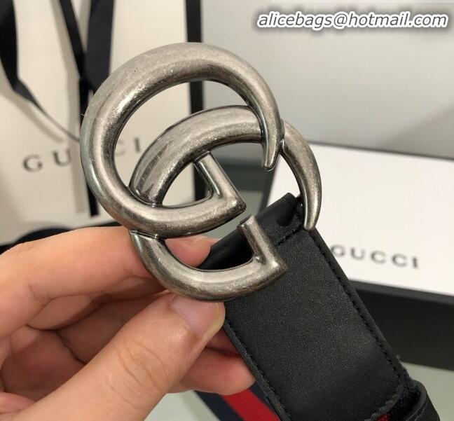 High Quality Gucci Web Fabric Belt Width 38mm with GG Buckle 20650 Red/Blue/Silver