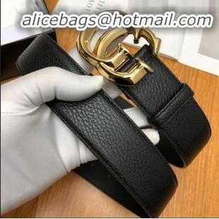 Hot Sell Gucci Grained Calfskin Belt Width 38mm with GG Buckle 21625 Black/Gold