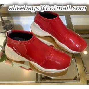 Shop Duplicate Fendi FFluid Glossy Zip Sneakers G92331 Red 2020