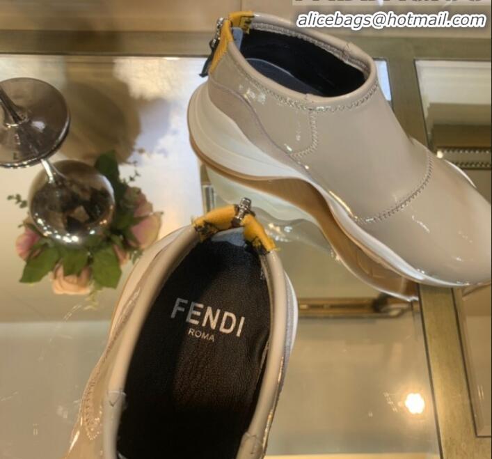 Good Quality Fendi FFluid Glossy Zip Sneakers G92331 Beige 2020