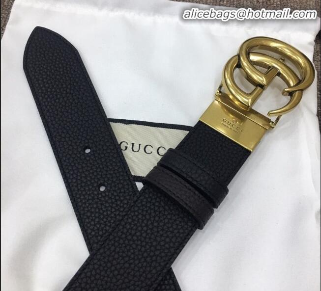 Inexpensive Gucci Calfskin Belt Width 40mm with GG Buckle 21830 Black/Gold