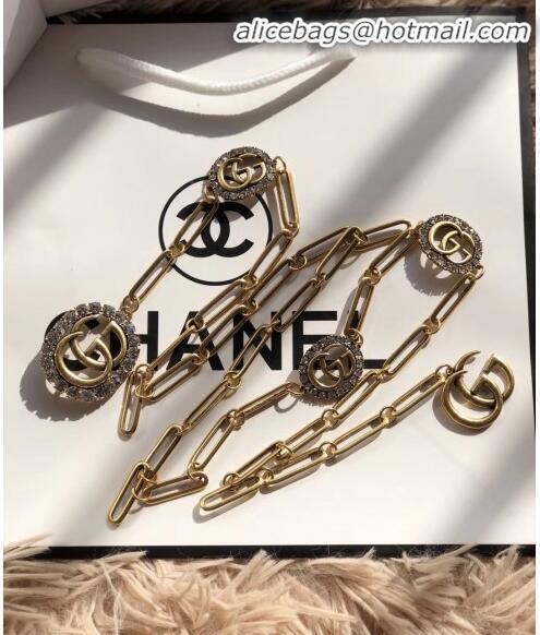 Top Quality Gucci Crystal GG Chain Belt 10318 White/Gold