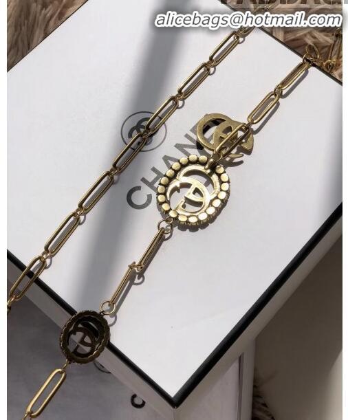 Top Quality Gucci Crystal GG Chain Belt 10318 White/Gold