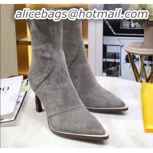 Low Price Fendi FFreedom Stretch Fabric Heel Short Boots G92340 Grey