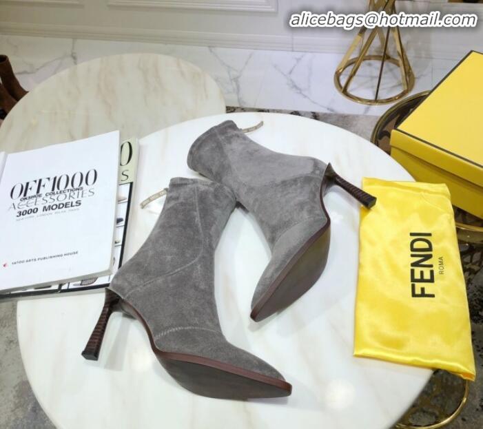 Low Price Fendi FFreedom Stretch Fabric Heel Short Boots G92340 Grey