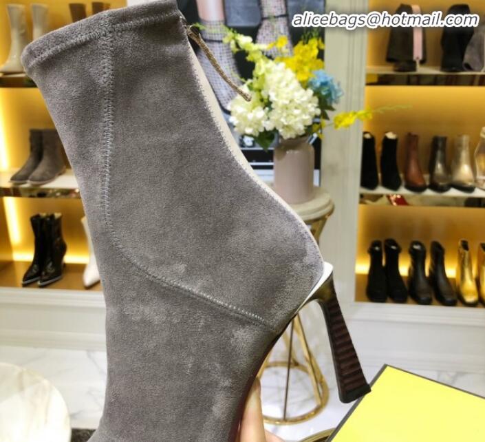 Low Price Fendi FFreedom Stretch Fabric Heel Short Boots G92340 Grey