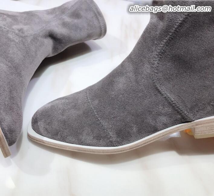 Best Design Fendi FFreedom Stretch Fabric Flat Short Boots G92345 Grey 2020