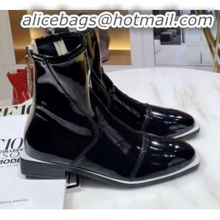 Good Quality Fendi FFrame Stitching Glossy Flat Short Boots G92350 Black 2020