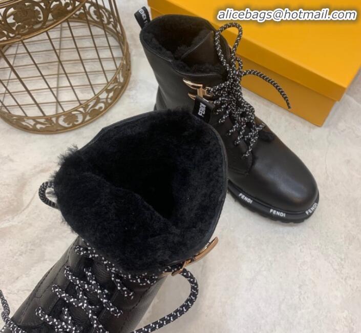 Good Taste Fendi FFreedom Calfskin Logo Biker Boots G93020 Black 2020