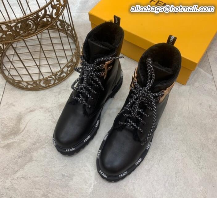 Good Taste Fendi FFreedom Calfskin Logo Biker Boots G93020 Black 2020