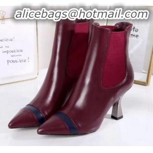 Grade Quality Fendi Colibrì Calfskin Pointed Heel Short Boots G01519 Burgundy 2020