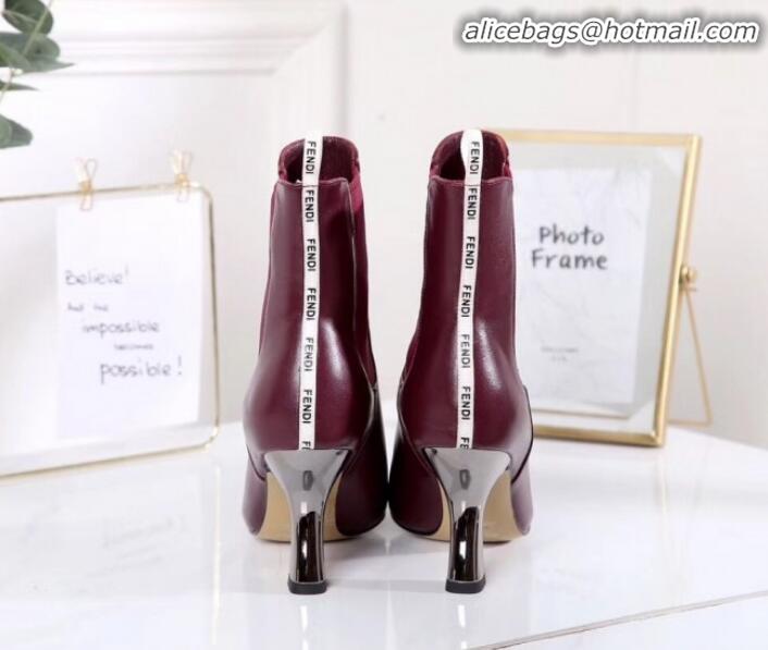 Grade Quality Fendi Colibrì Calfskin Pointed Heel Short Boots G01519 Burgundy 2020